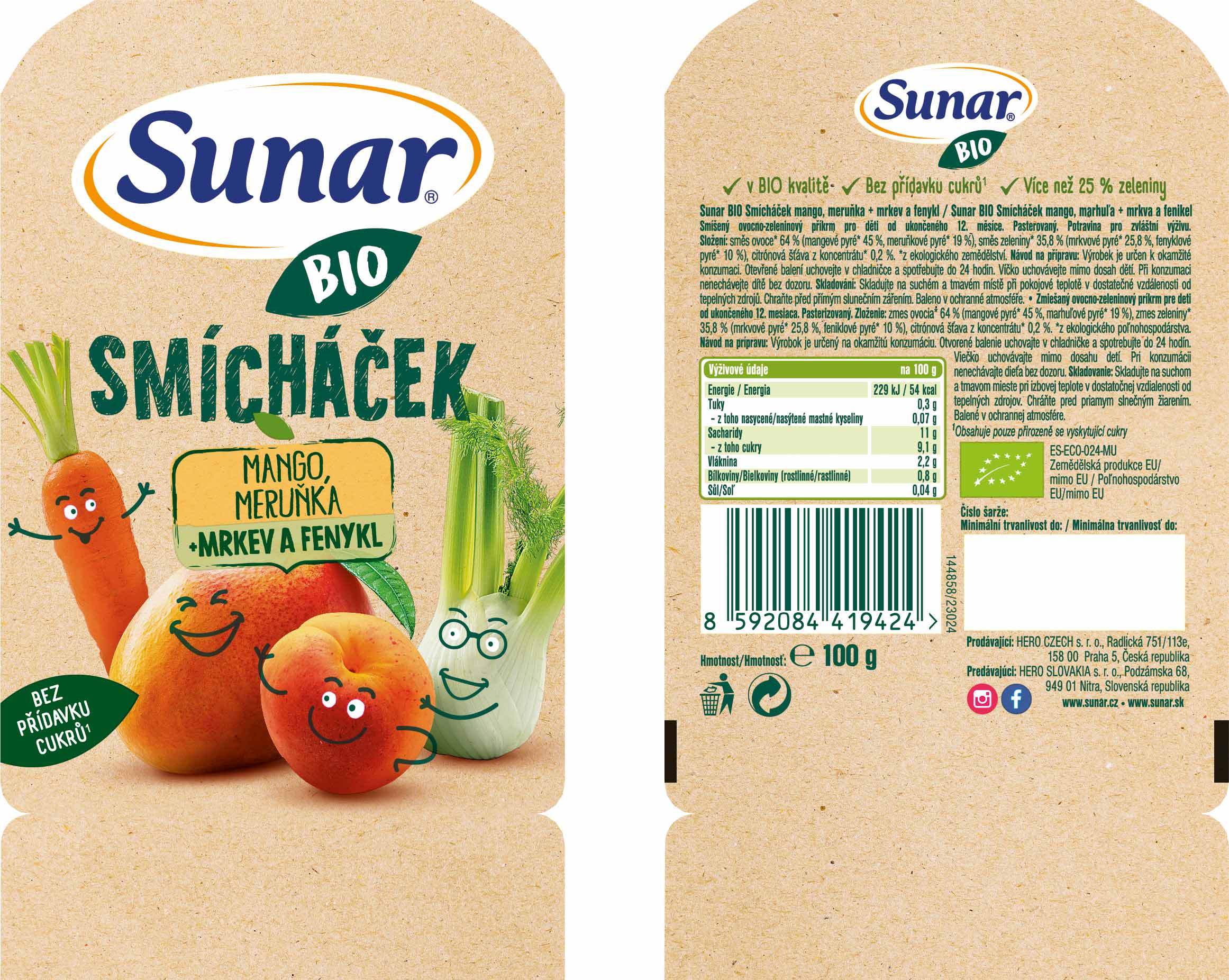 Smícháček mango, mrkva, marhuľa a fenikel | Sunar