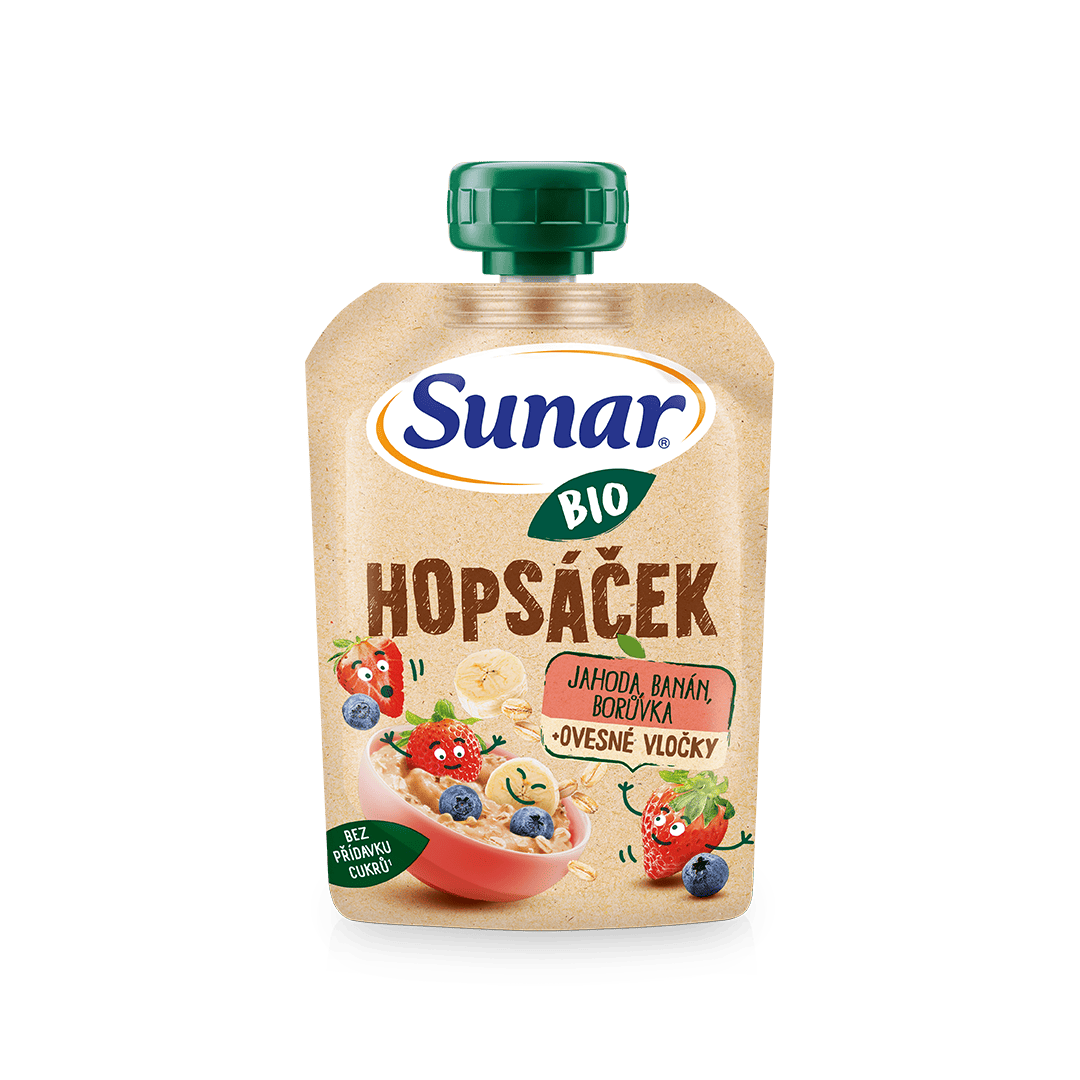 Hopsáček jahoda, banán, čučoriedka a ovsené vločky