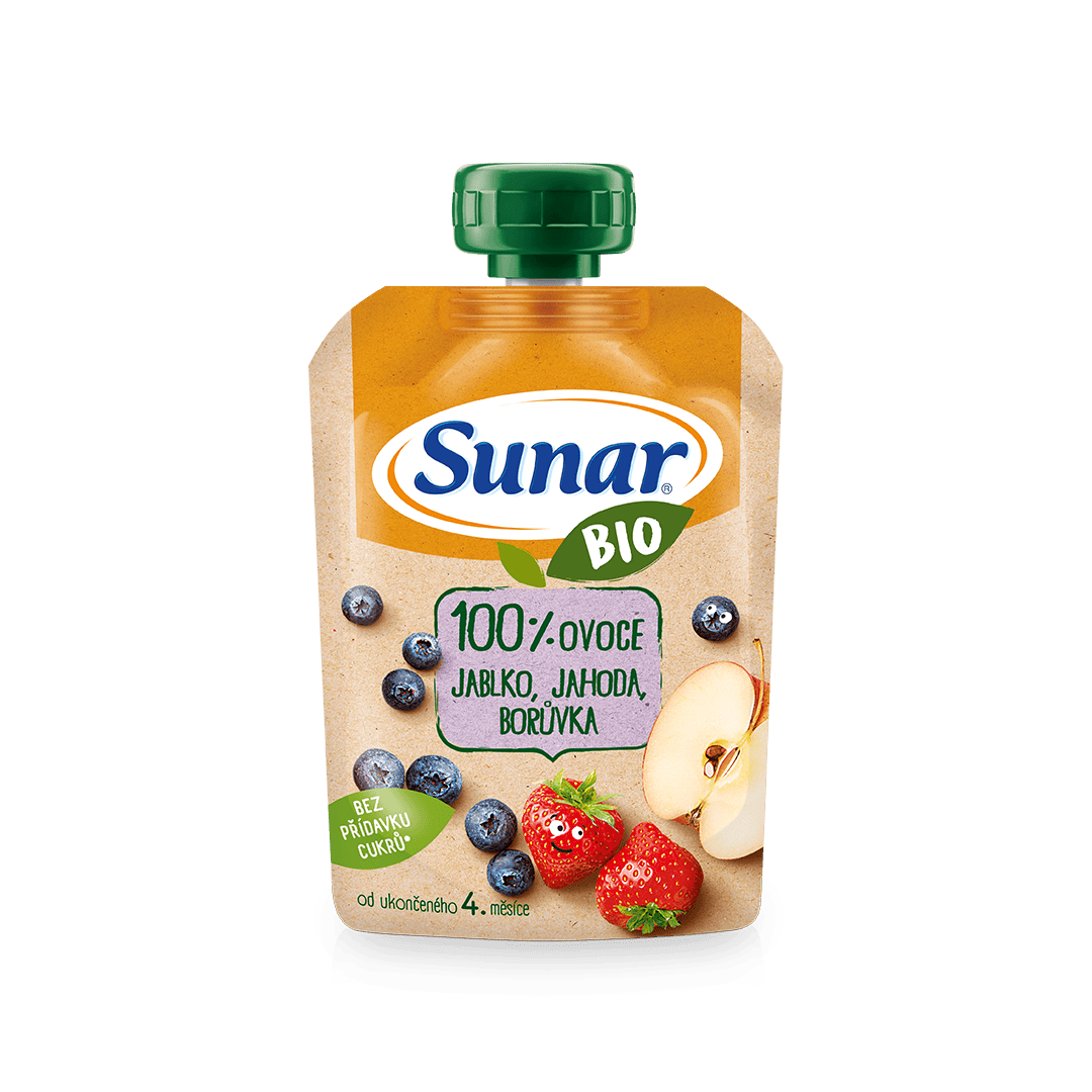 100% ovocie jablko, jahoda, čučoriedka