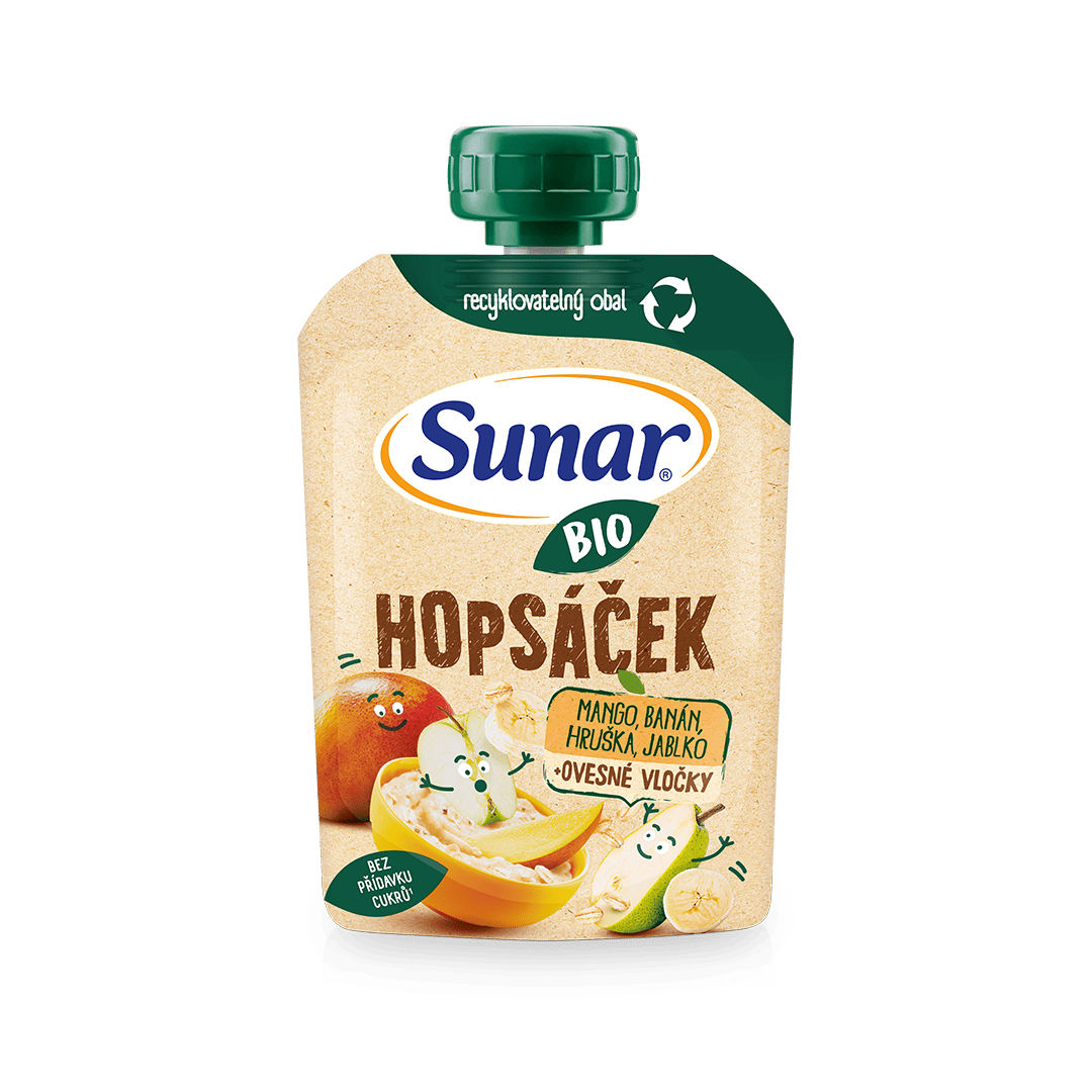 Hopsáček mango, banán, hruška a ovsené vločky